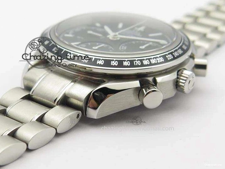 0228 Cozy Speedmaster Racing 40mm SS Black Dial On SS Bracelet A7750 ( Free Rubber Strap ) 8252